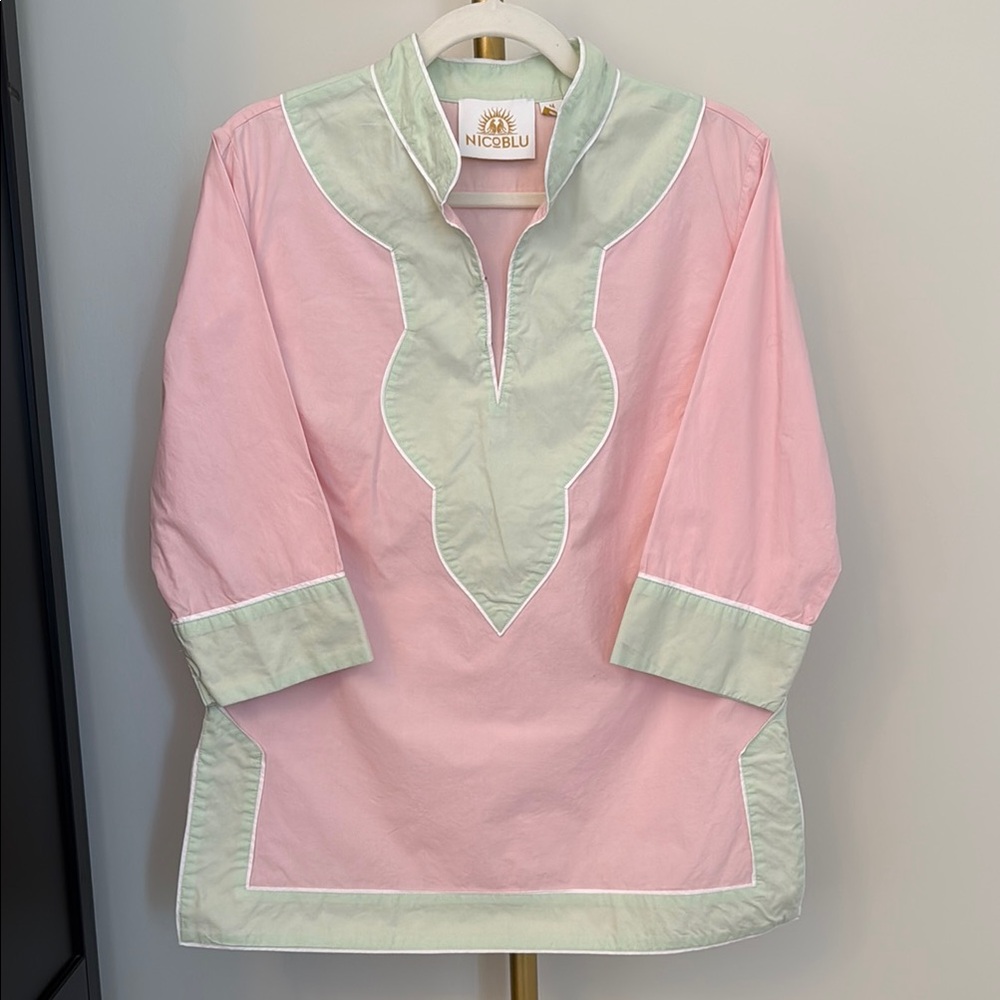 Pink and Green Tunic Top by NicoBlu